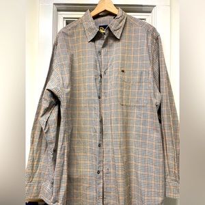 Nautica Plaid Shirt: Men's large, blue/rust/white. Timeless style.